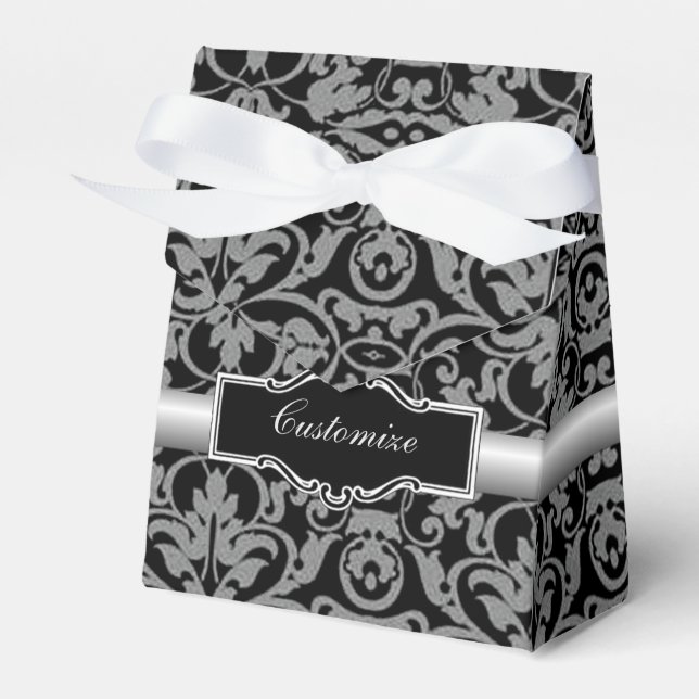 Personalisiertes Schwarz/Silberner Damaskus - Gefä Geschenkschachtel (Vorderseite)