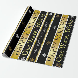 Personalisiertes Schwarz-u. Goldweihnachten Geschenkpapier