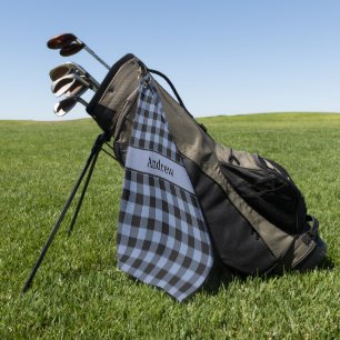 Personalisiertes Schwarz und Blau Kariert, Buffalo Golfhandtuch