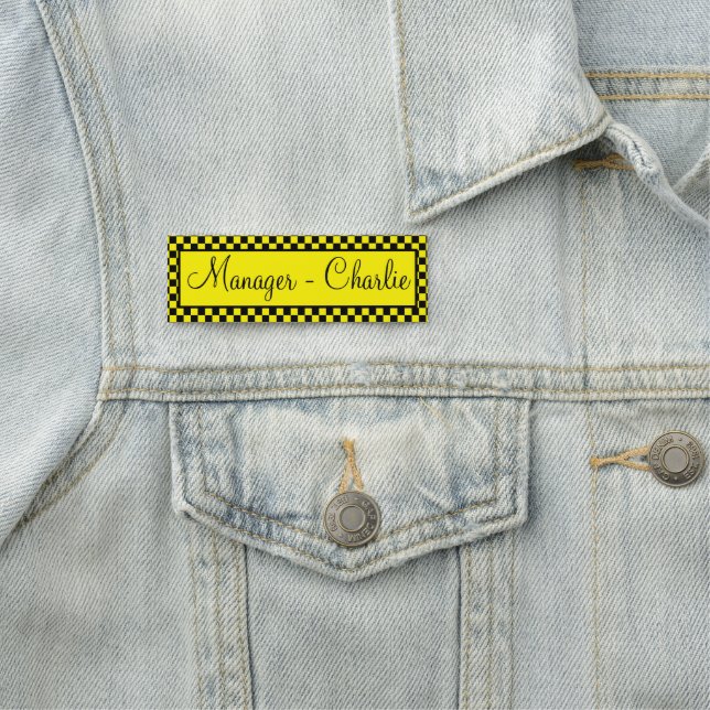 Personalisiertes Schwarz und Gelb Namensschild (Beispiel)