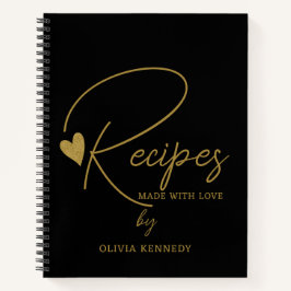 Personalisiertes Schwarz und Gold aus Liebe Notizbuch