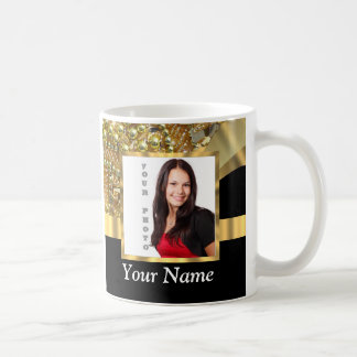 Personalisiertes Schwarz und Gold Kaffeetasse