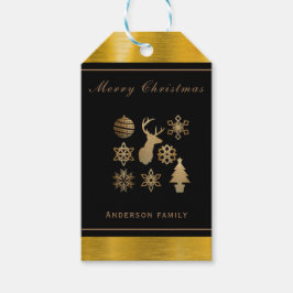 Personalisiertes Schwarz und Gold Weihnachten Geschenkanhänger