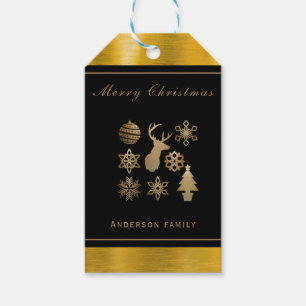 Personalisiertes Schwarz und Gold - Weihnachten Geschenkanhänger