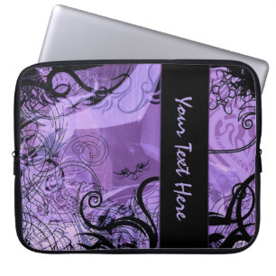 Personalisiertes Schwarz und Lila Goth Pattern Sch Laptopschutzhülle