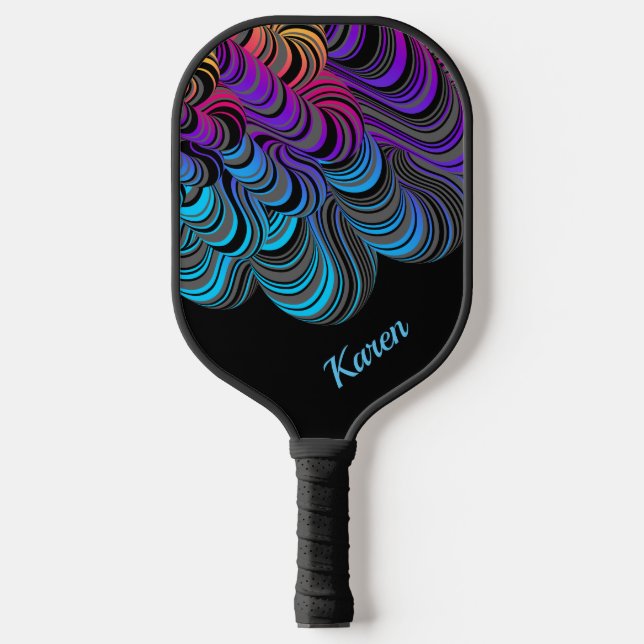 Personalisiertes Schwarz und Neon Pickleball Schläger (Vorderseite)