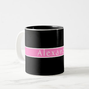Personalisiertes Schwarz und Rosa Zweifarbige Tasse