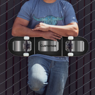 Personalisiertes Schwarz und Stahl Skateboard