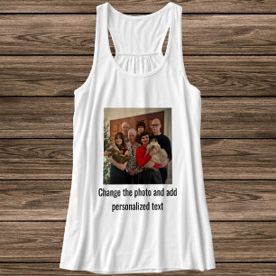 Personalisiertes Schwarz-Weiß-Foto von Katze, Mutt Tank Top