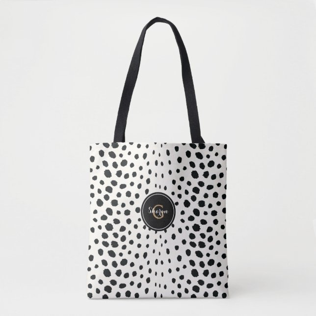 Personalisiertes Schwarz-Weiß-Geparden Tasche (Vorderseite)