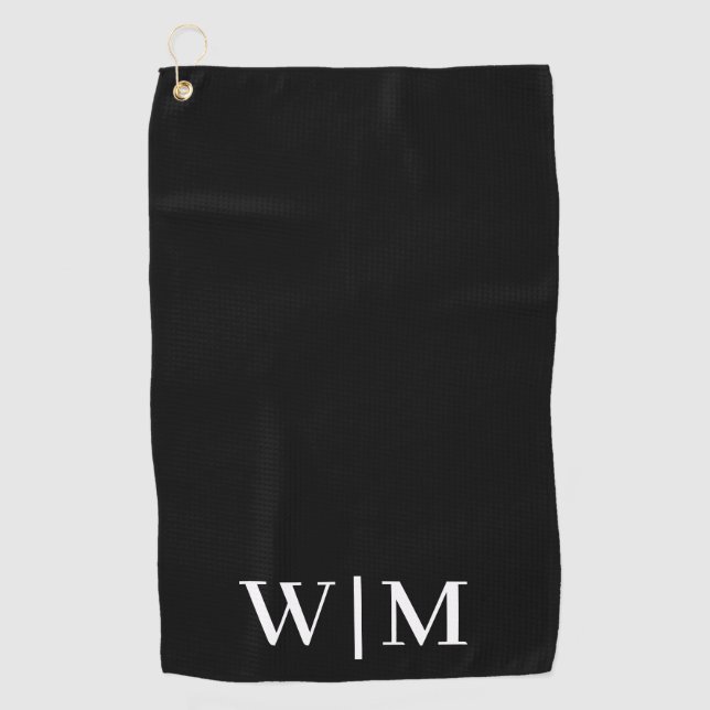 Personalisiertes Schwarz-Weiß-Golfhandtuch Golfhandtuch (Vorderseite)