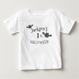 Personalisiertes Schwarz-Weiß-Halloween Baby T-shirt