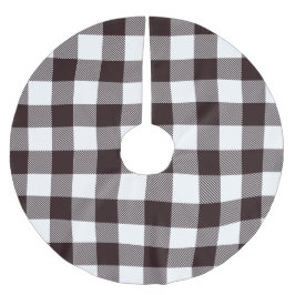 Personalisiertes Schwarz-Weiß Kariert Rustikales L Polyester Weihnachtsbaumdecke