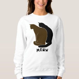 Personalisiertes Schwarz-Weiß-Katzen-Mama-Familien Sweatshirt