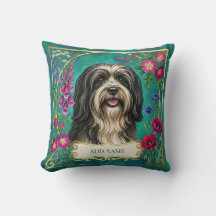 Personalisiertes Schwarz-Weiß-Lhasa-Apso-Kissen