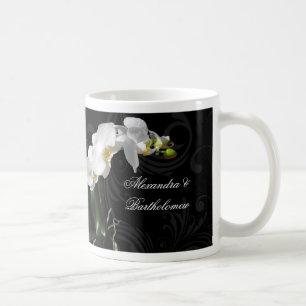 Personalisiertes Schwarz-Weiß-Orchid-Design Kaffeetasse