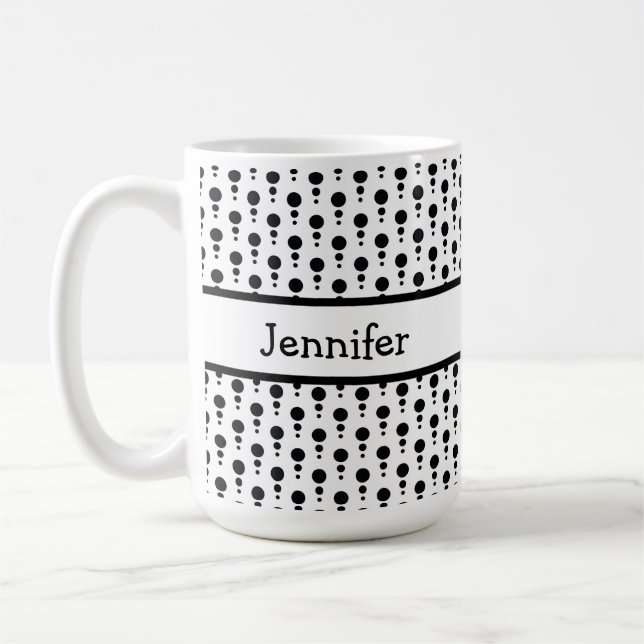 Personalisiertes Schwarz-Weiß-Retro-Muster Kaffeetasse (Links)