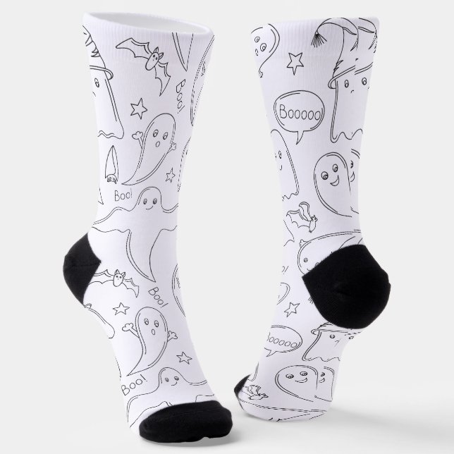 Personalisiertes Schwarz-Weiß-Schädelmuster Socken (Gewinkelt)