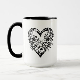 Personalisiertes Schwarz-Weiß-Stammesherz Tasse