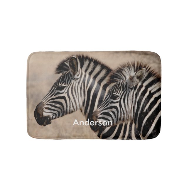 Personalisiertes Schwarz-Weiß-Zebra-Tier Badematte (Vorderseite)