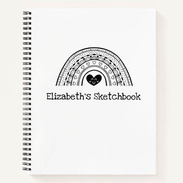 Personalisiertes Schwarz-weißes Kunstbuch Notizbuch (Vorderseite)