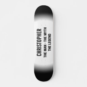 Personalisiertes Schwarz-weißes Urban Monogramm Skateboard