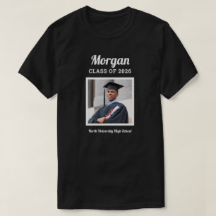 Personalisiertes schwarzes Abschlussfoto der Klass T-Shirt