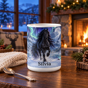 Personalisiertes Schwarzes Andalusisches Pferd  Kaffeetasse