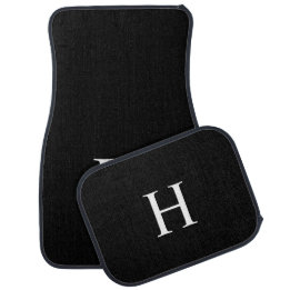 Personalisiertes Schwarzes Elegantes Monogramm Autofußmatte