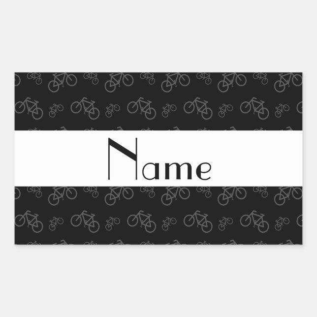 Personalisiertes schwarzes Fahrradnamensmuster Rechteckiger Aufkleber (Vorderseite)