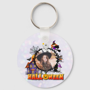 Personalisiertes Schwarzes Foto Halloween Schlüsselanhänger