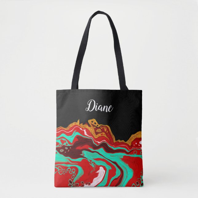 Personalisiertes Schwarzes Gold Burgund Tasche (Vorderseite)