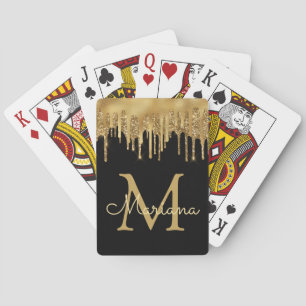 personalisiertes schwarzes Gold Luxus tropfende Gl Spielkarten