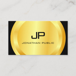 Personalisiertes Schwarzes Gold Monogram Elegant Visitenkarte
