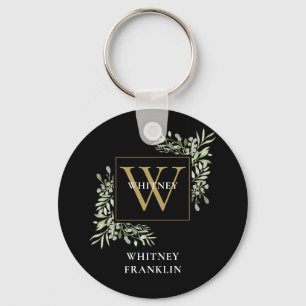 Personalisiertes schwarzes Gold-Monogramm elegante Schlüsselanhänger