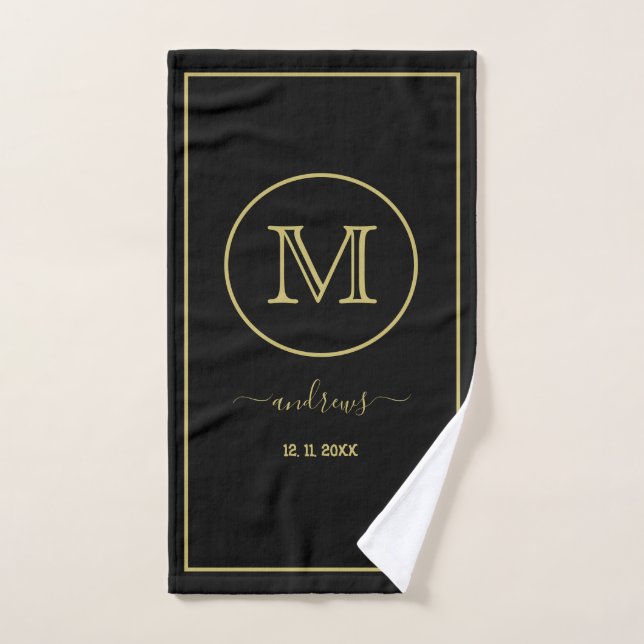 Personalisiertes schwarzes Gold Unterschrift Name  Handtuch (Handtuch)