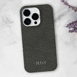 Personalisiertes Schwarzes Imitat Leather Look Mon iPhone 15 Pro Hülle