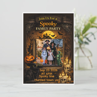 Personalisiertes schwarzes Katzen-Halloween-Famili Einladung