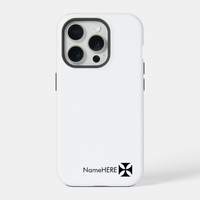 Personalisiertes Schwarzes Kreuz Kunst, Schwarz &  iPhone 15 Pro Hülle (Rückseite)
