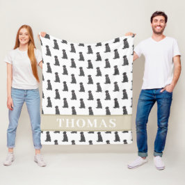 Personalisiertes schwarzes Labor Labrador, rosa un Fleecedecke