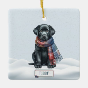 Personalisiertes schwarzes Labrador Retriever-Orna Keramikornament