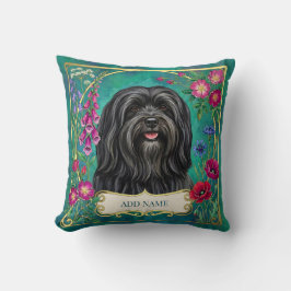 Personalisiertes schwarzes Lhasa-Apso-Blumenkissen Kissen