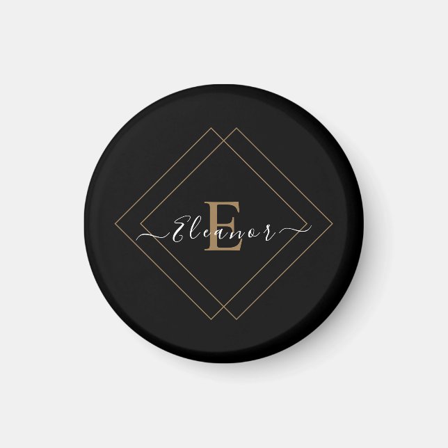 Personalisiertes Schwarzes Magnet mit Namen (Vorne)