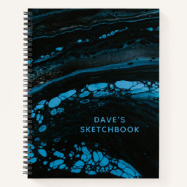 Personalisiertes Schwarzes Marmor-Sketchbook Notizbuch