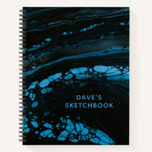 Personalisiertes Schwarzes Marmor-Sketchbook Notizbuch