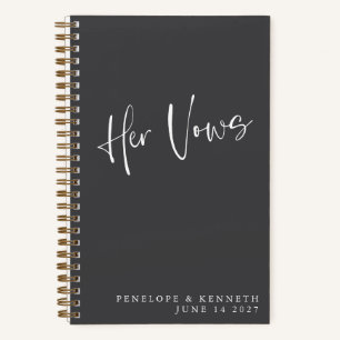 Personalisiertes schwarzes minimalistisches Hochze Notizbuch