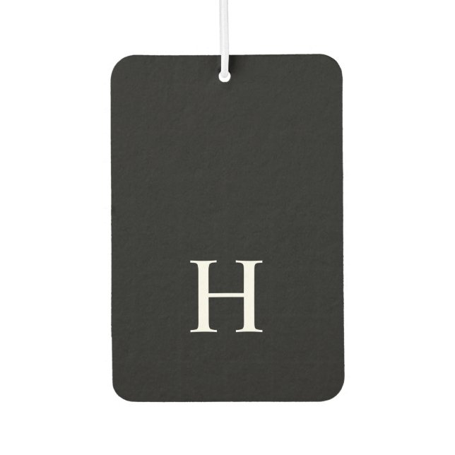 Personalisiertes schwarzes Monogramm Autolufterfrischer (Vorderseite)