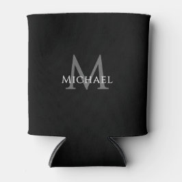 Personalisiertes schwarzes Monogramm Eleganter Anf Dosenkühler