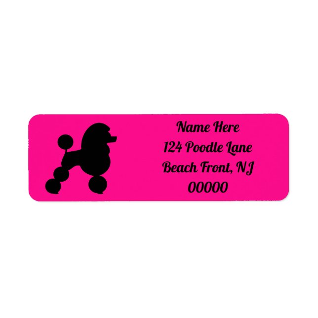 Personalisiertes schwarzes Poodle auf rosa Adresse (Vorne)
