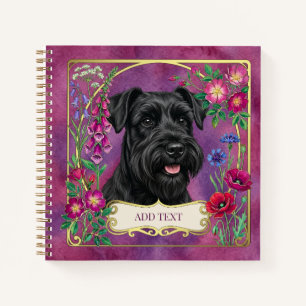 Personalisiertes schwarzes Schnauzer rosa Notizbuc Notizbuch